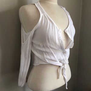 Crop long sleeve button down